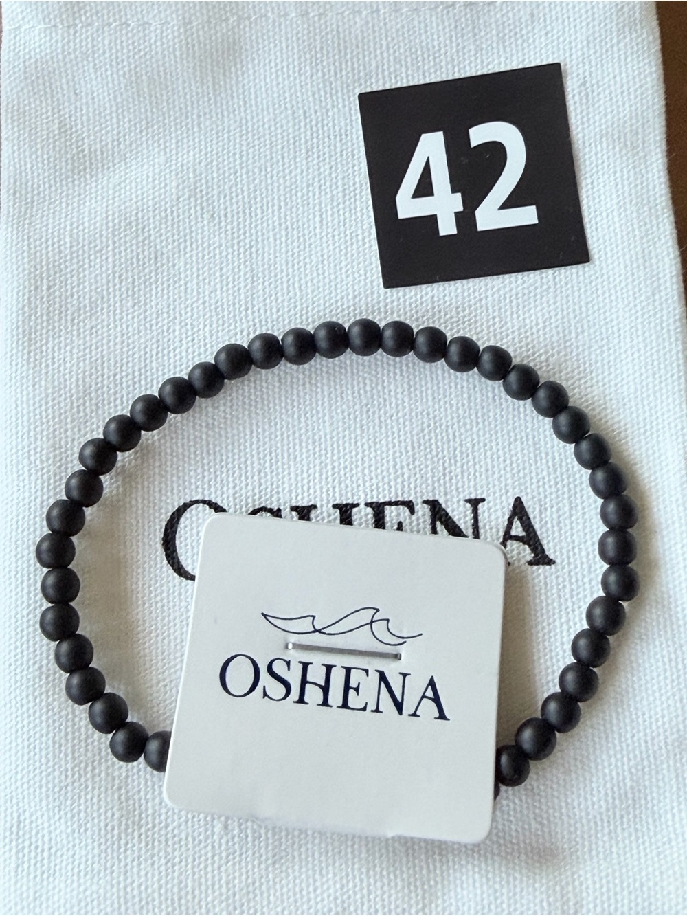 Mens Black Onyx Beaded Stretch Bracelet